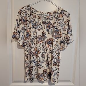Perseption Concept Cream Demask Blouse Top